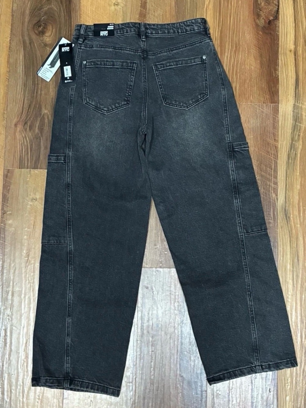 NWT Madden NYC Cargo Skater High Waist Wide-Leg Jeans in Washed Black Gray 4 - Picture 3 of 7